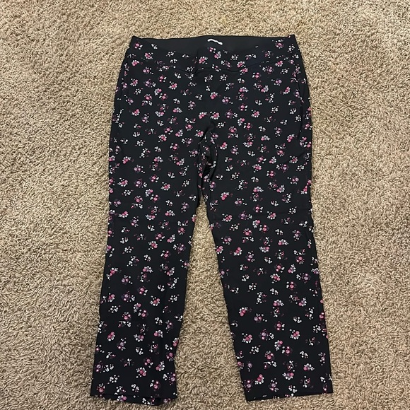 EUC Lane Bryant Floral Allie Straight Leg Dress Pants. Black, Pink, Purp… - Picture 1 of 4